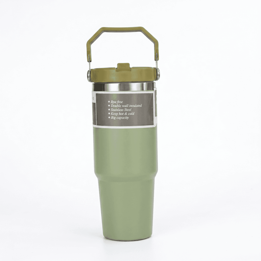 Premium 30oz Stainless Steel Insulated Tumbler with Handle & Straw Lid – Leakproof Travel Mug