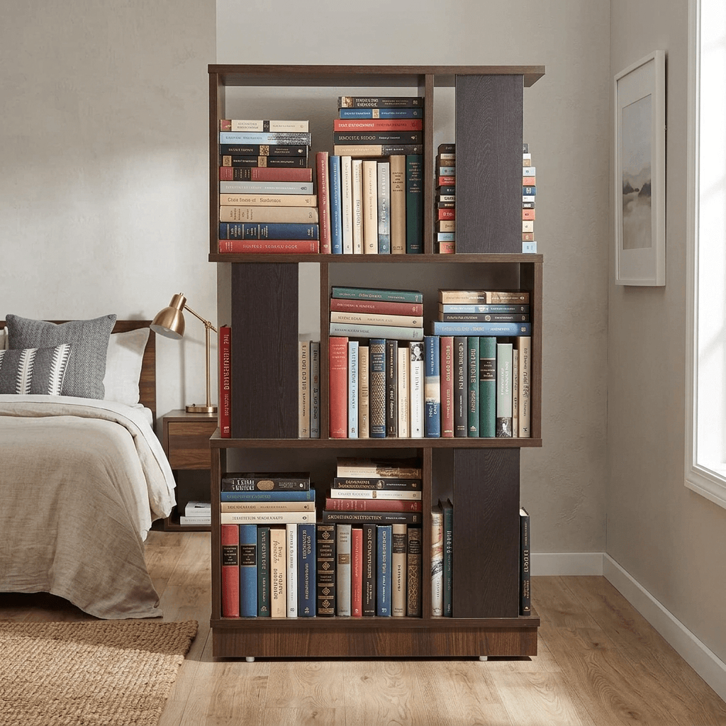 Modern 3-Tier S-Shaped Geometric Bookshelf & Display Rack