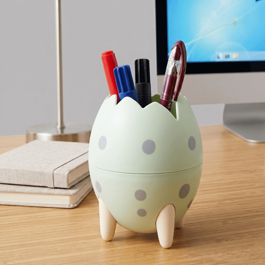 Egg Pencil Holder Multi-Color PP Plastic Pen Stand | Creative Dinosaur Egg Desk Organizer for Office, School & Home (1Pcs)