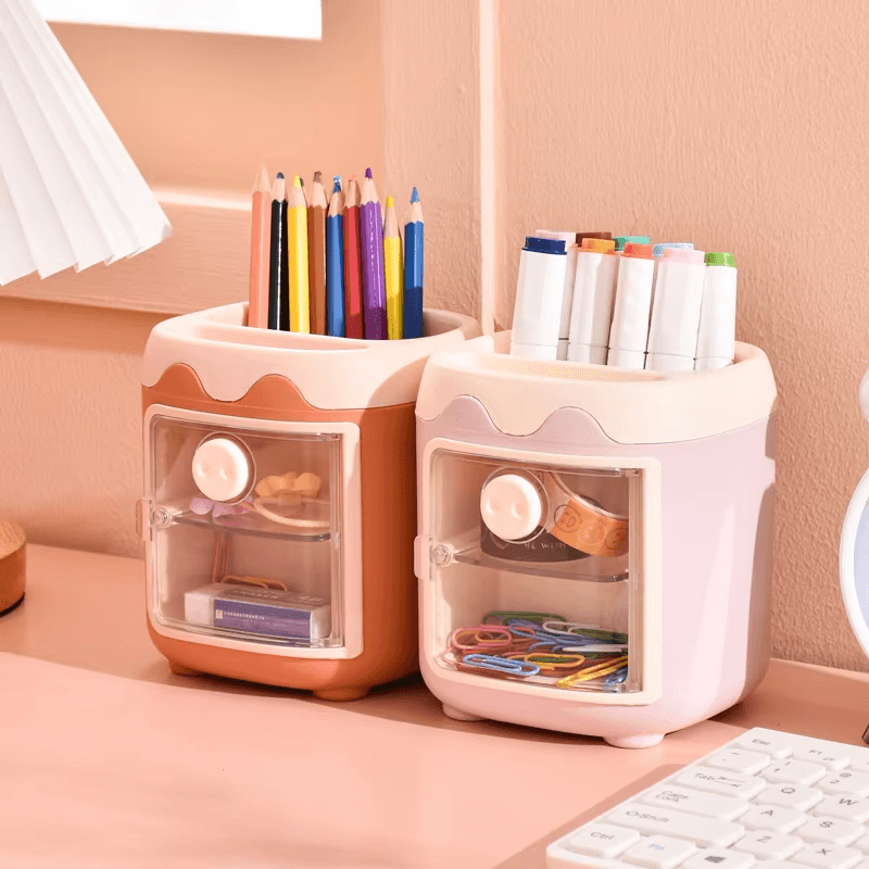Cute Pig Pen Organizer – Large Capacity Desktop Storage Holder for Office, Study Table & Home Decor