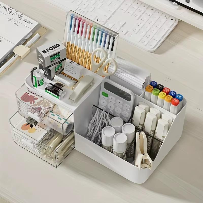3-Layer Drawer Desktop Storage Box – Transparent PP Pen Holder & Multifunction Desk Organizer for Office