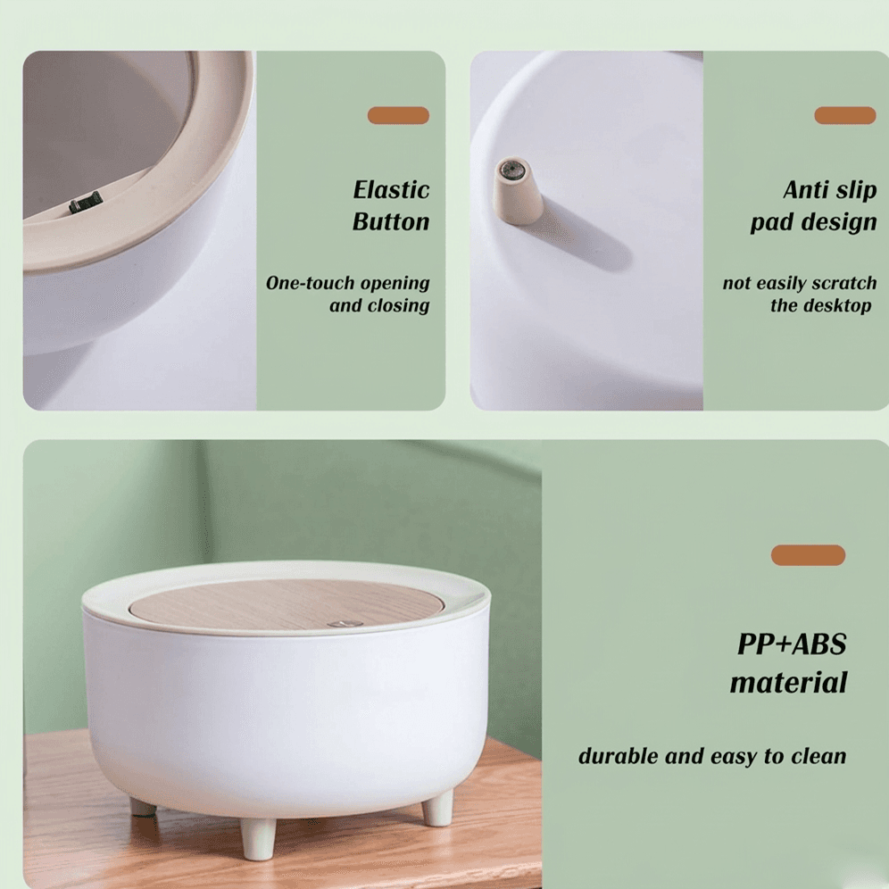 Mini Desktop Trash Can with Lid – Compact Plastic Garbage Bin for Kitchen, Bathroom, Bedroom & Office Table
