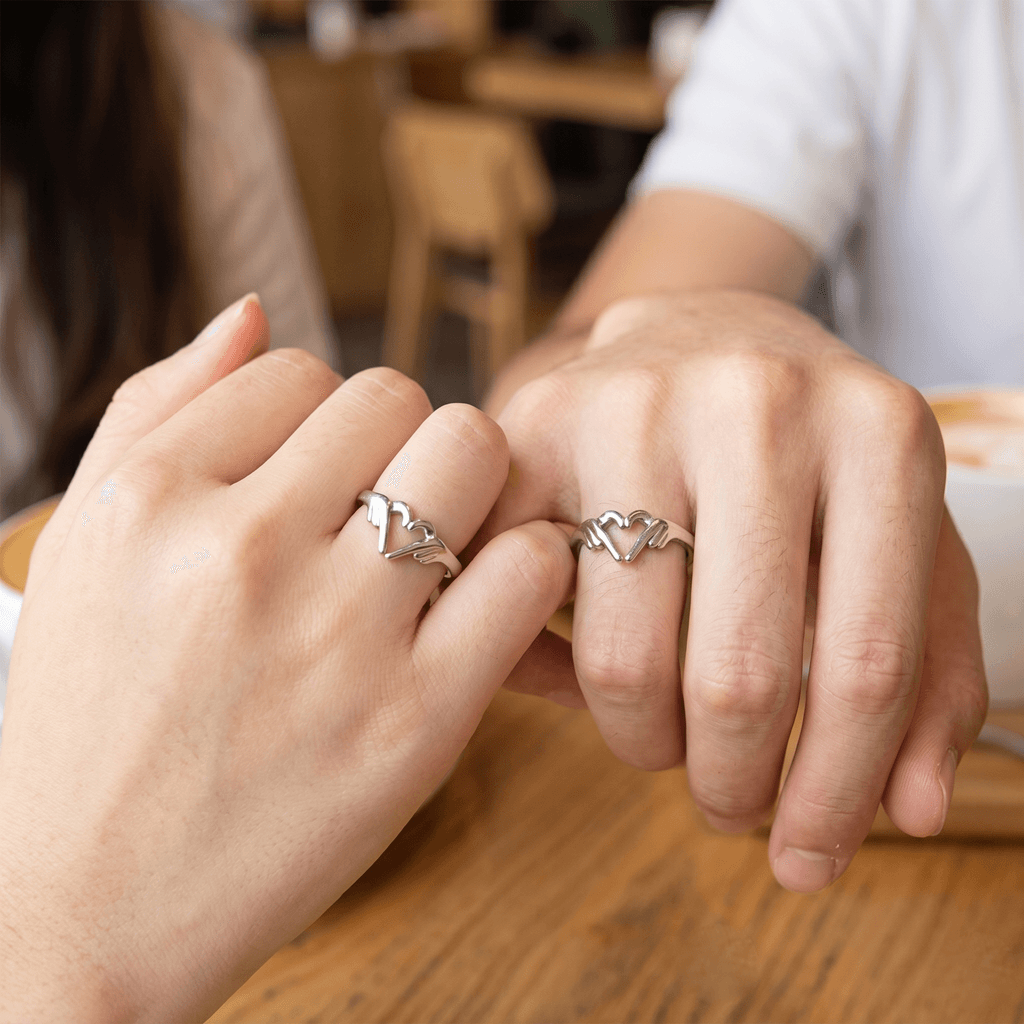 Adjustable Silver "Hand Heart" Promise Ring