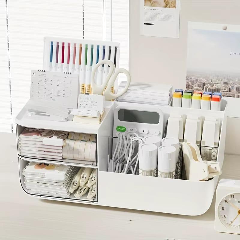 3-Layer Drawer Desktop Storage Box – Transparent PP Pen Holder & Multifunction Desk Organizer for Office