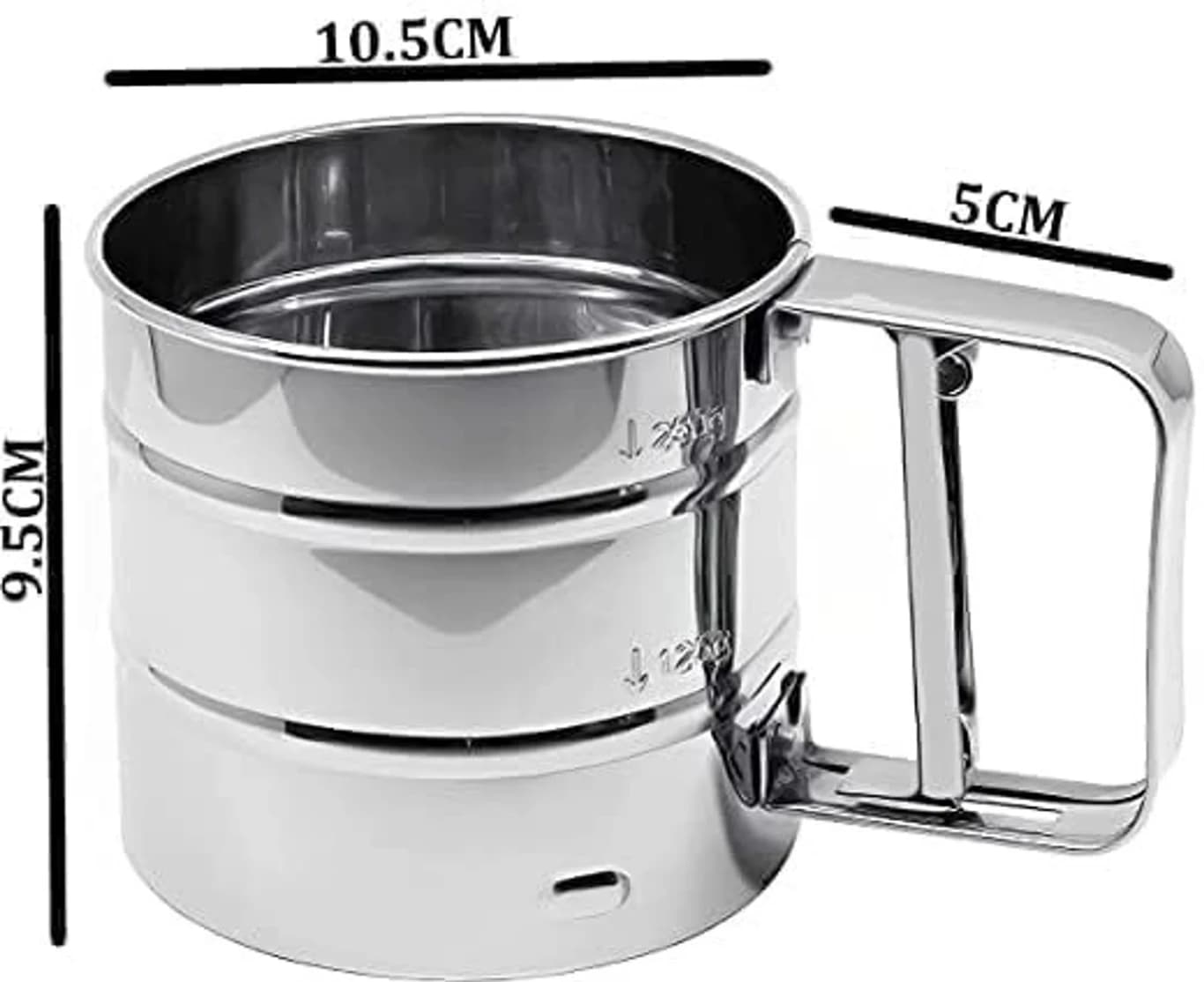 Premium Stainless Steel Flour Sifter Cup with Squeeze Handle – Fine Mesh Baking Sieve