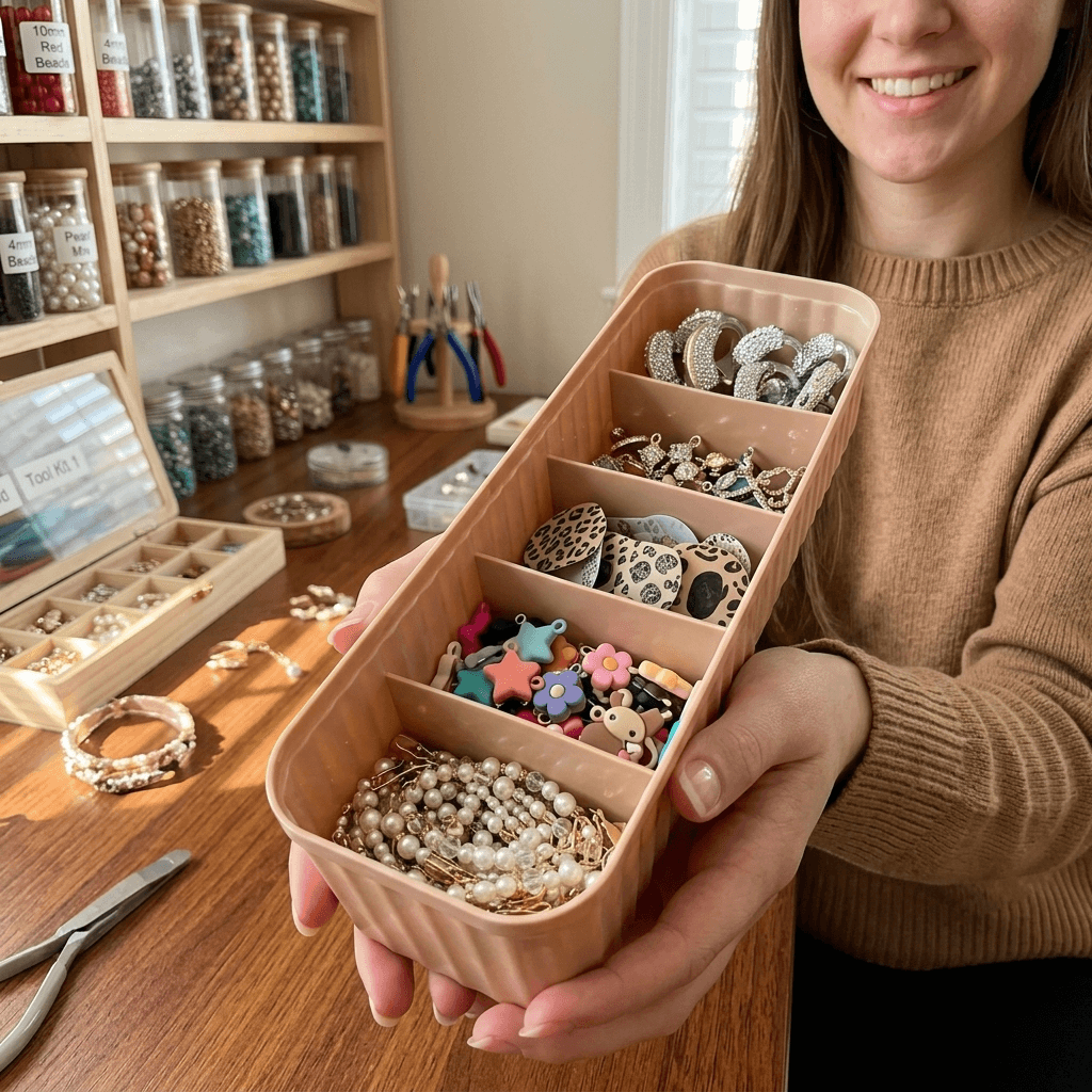 Cute Teddy Bear 5-Compartment Storage Organizer – Mocha Brown
