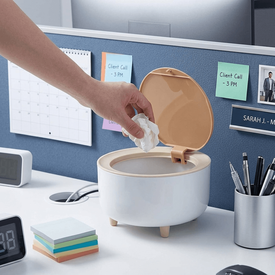 Mini Desktop Trash Can with Lid – Compact Plastic Garbage Bin for Kitchen, Bathroom, Bedroom & Office Table