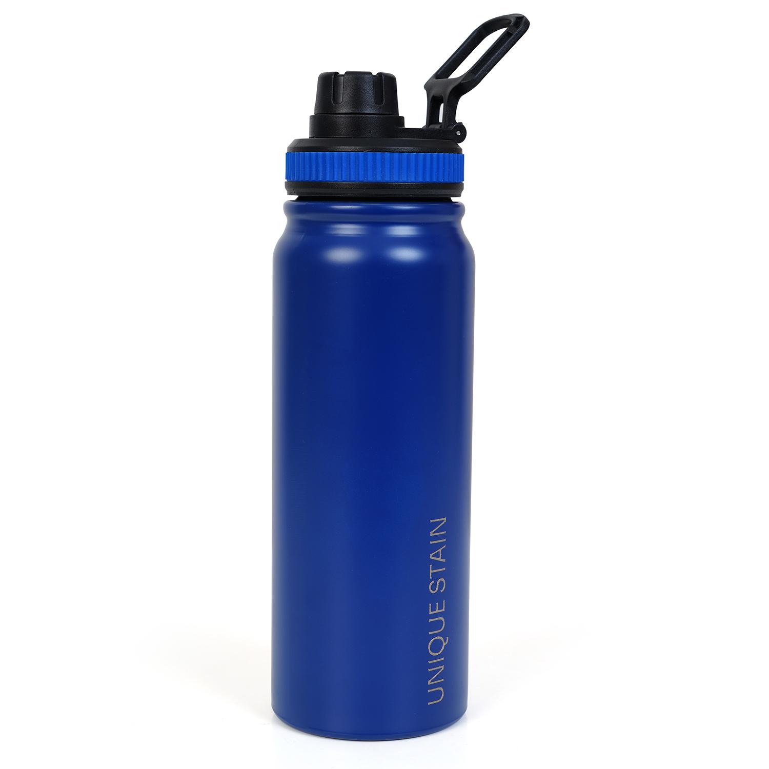 Unique Stain Insulated Stainless Steel Water Bottle with Carry Handle - Deep Blue