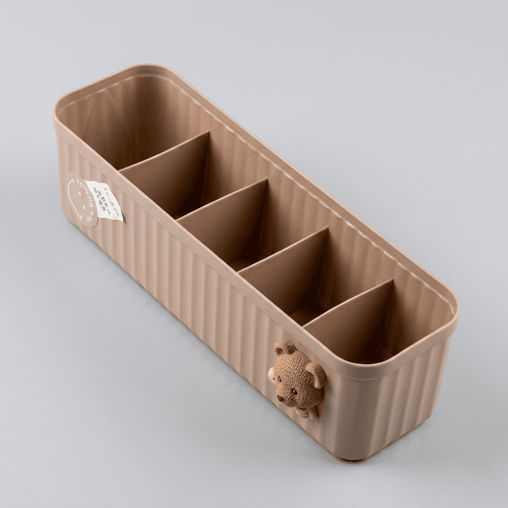 Cute Teddy Bear 5-Compartment Storage Organizer – Mocha Brown