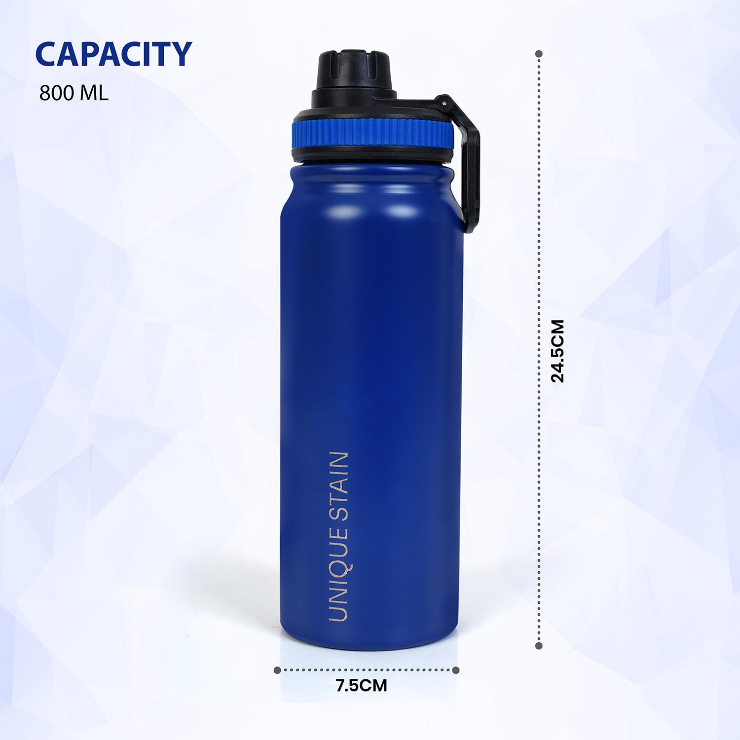 Unique Stain Insulated Stainless Steel Water Bottle with Carry Handle - Deep Blue