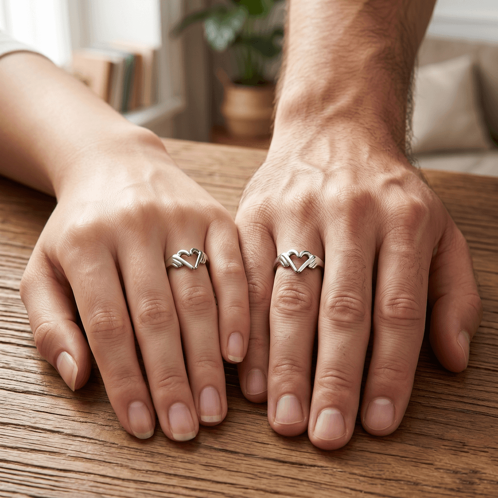 Adjustable Silver "Hand Heart" Promise Ring