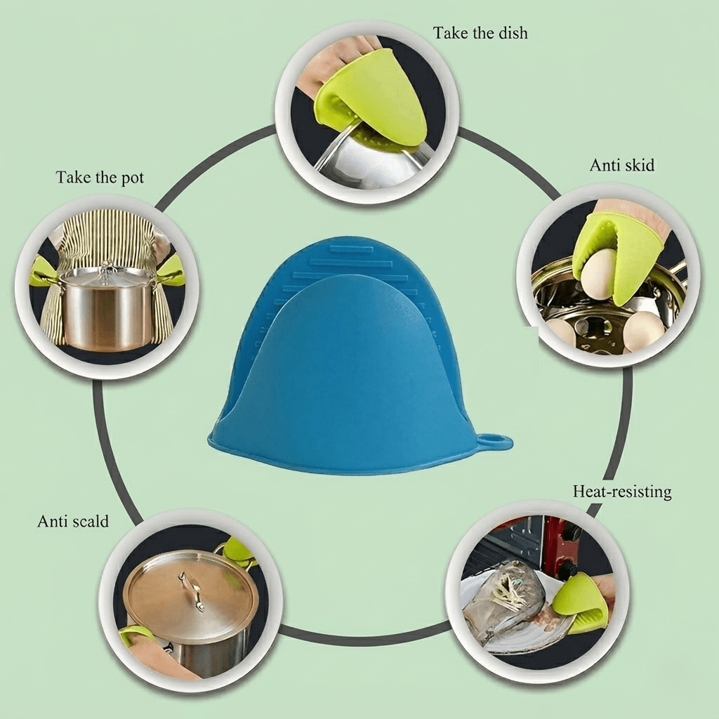 Heat-Resistant Silicone Pinch Mitts - Orange