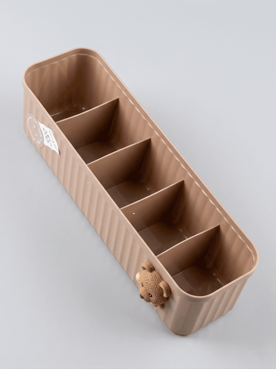 Cute Teddy Bear 5-Compartment Storage Organizer – Mocha Brown