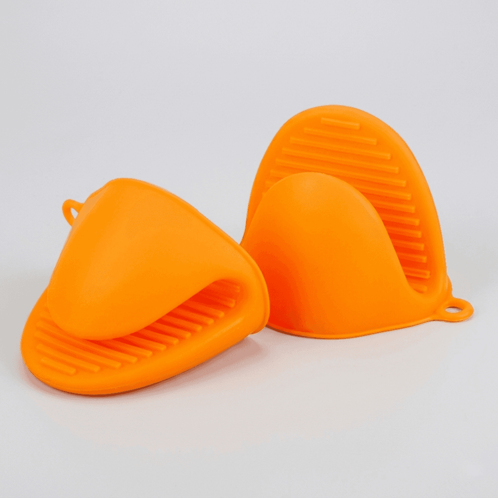 Heat-Resistant Silicone Pinch Mitts - Orange