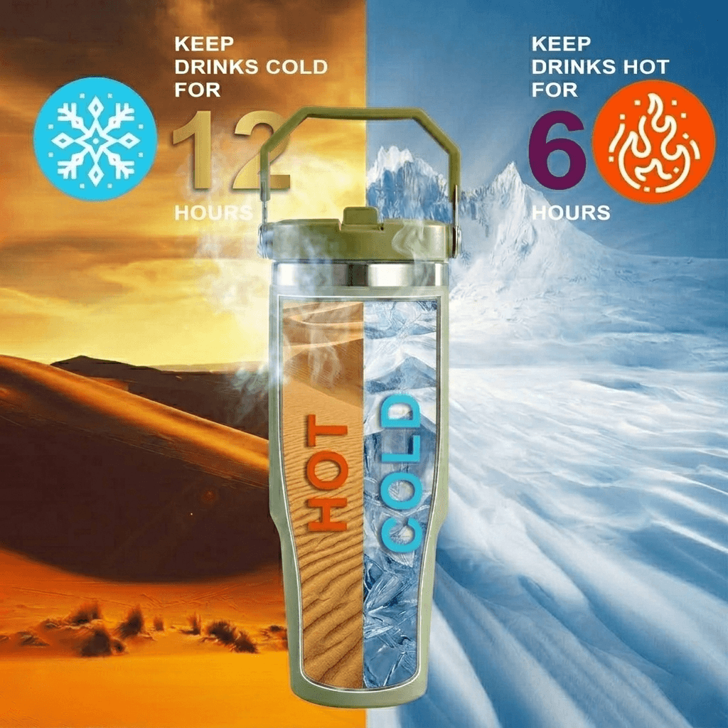 Premium 30oz Stainless Steel Insulated Tumbler with Handle & Straw Lid – Leakproof Travel Mug