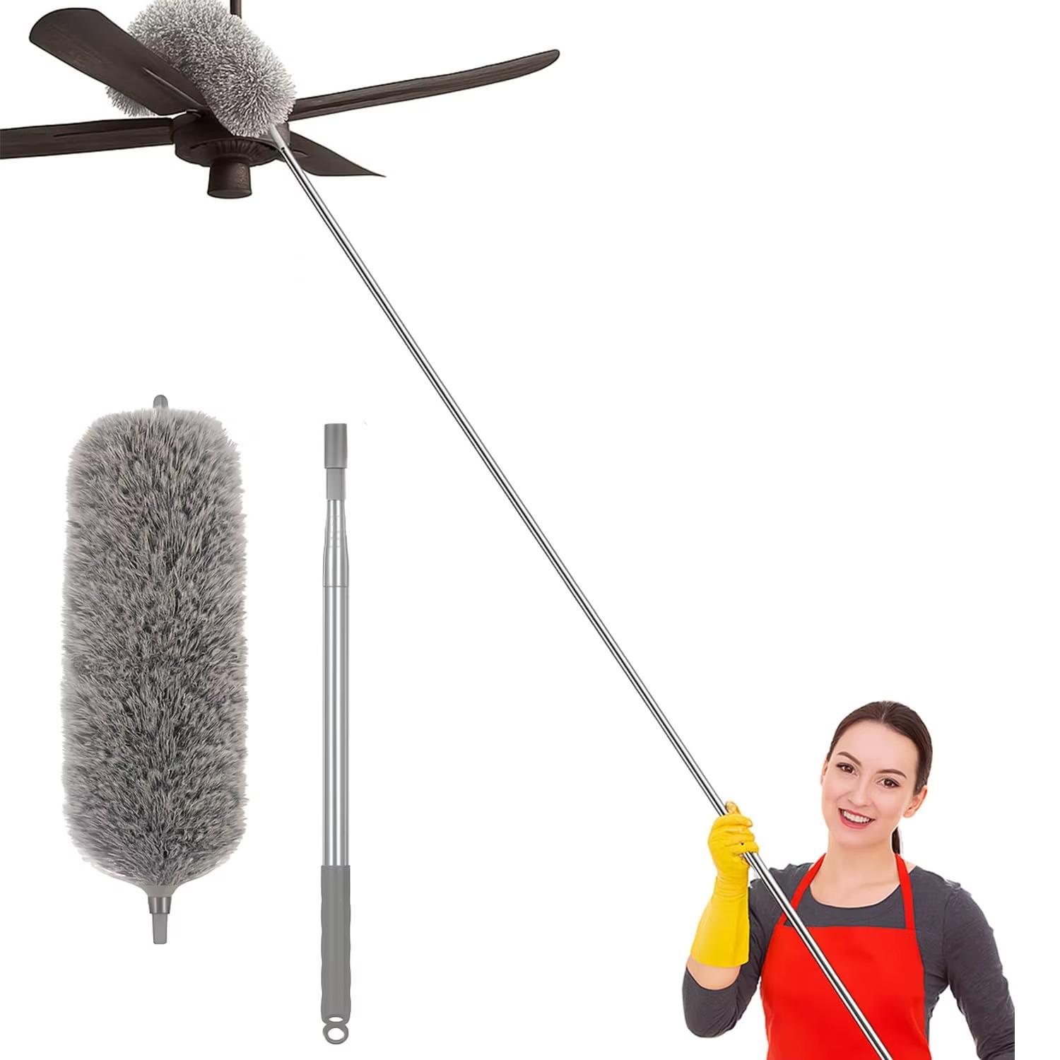 Telescopic Microfiber Duster with Stainless Steel Handle – Extendable Ceiling & Car Cleaning Brush