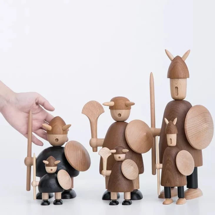 Wooden Vikings Creative Home Decor – Handmade Nordic Viking Wooden Figurine Sculpture