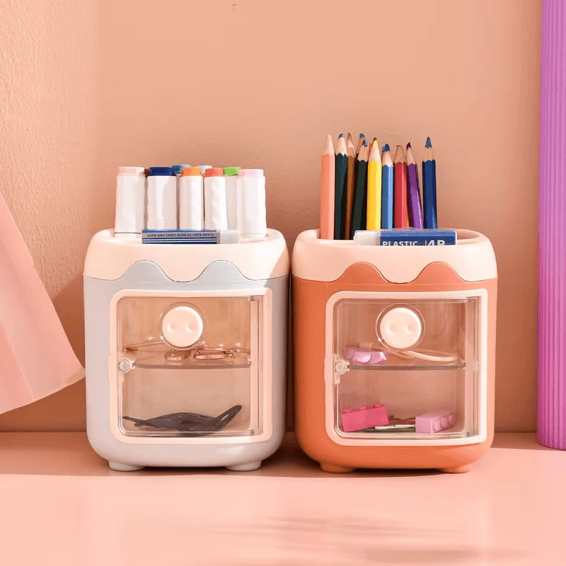 Cute Pig Pen Organizer – Large Capacity Desktop Storage Holder for Office, Study Table & Home Decor