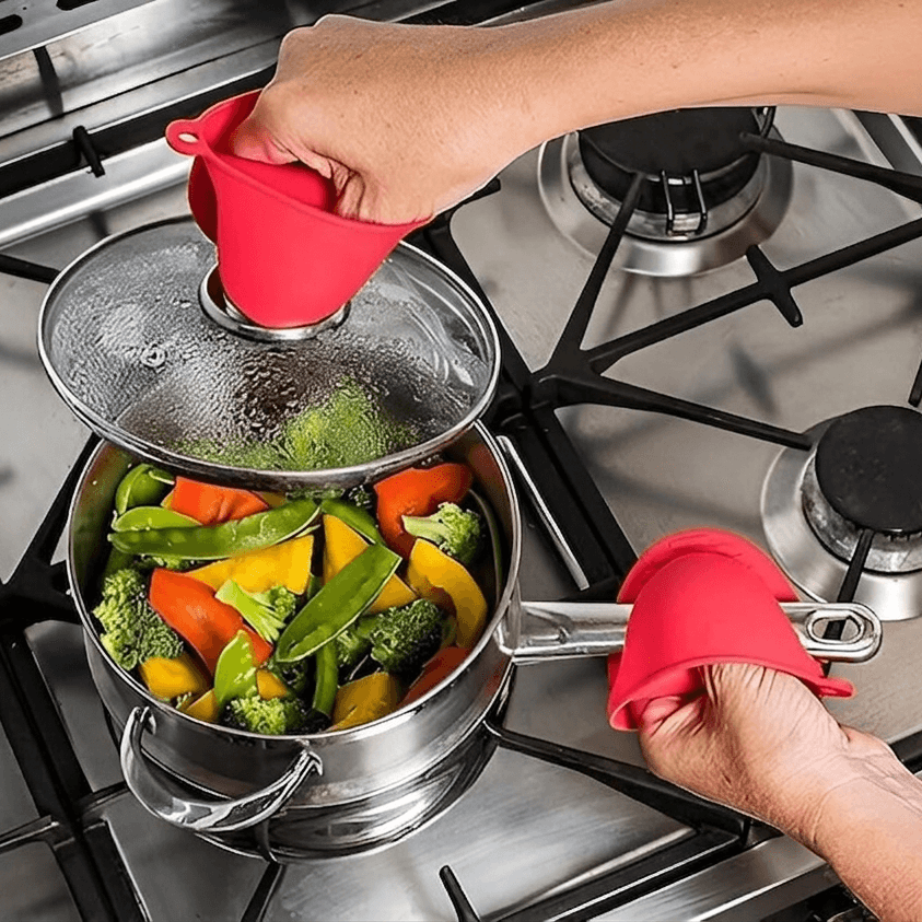 Heat-Resistant Silicone Pinch Mitts - Orange