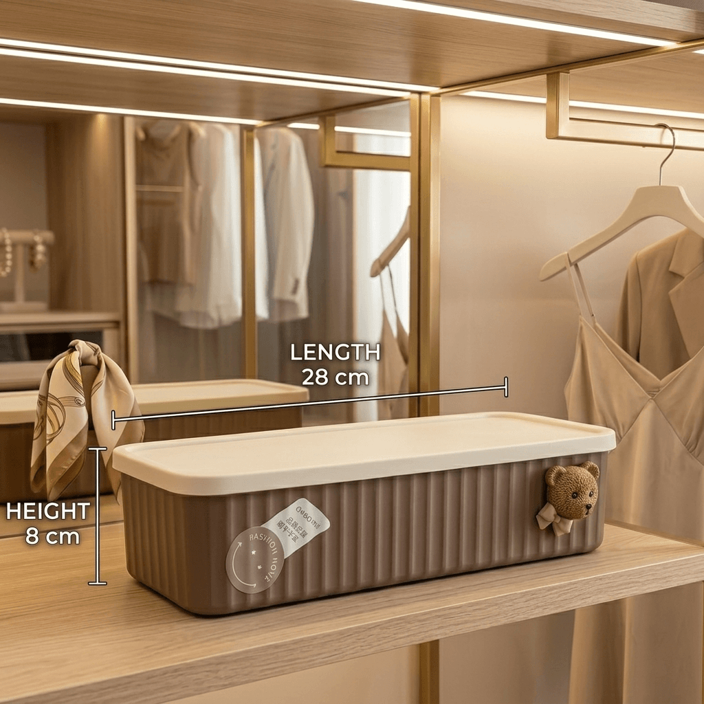 Cute Teddy Bear 5-Compartment Storage Organizer – Mocha Brown