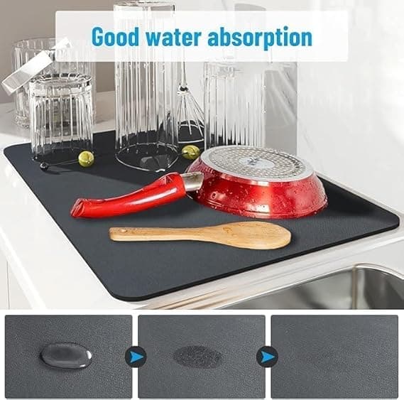 VALDIVIAN Large Water-Resistant Kitchen Sink Drying Mat – Ultra Absorbent Dish Drying Pad for Kitchen Counter
