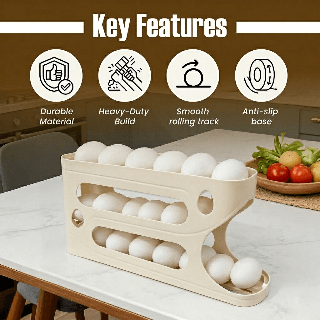 2-Tier Gravity Auto-Rolling Egg Dispenser