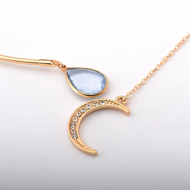 Moon Love Pendant Necklace | Elegant Opal Moon Choker Necklace for Women alternate