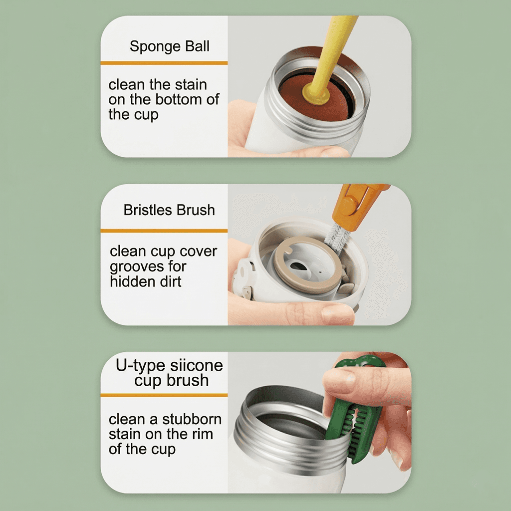 3-in-1 Carrot Glass Cleaner Brush – Multi-Functional Bottle Cleaning Brush with Sponge for Kitchen & Cups