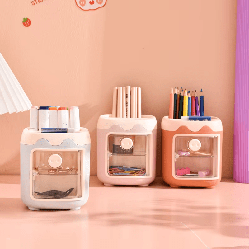 Cute Pig Pen Organizer – Large Capacity Desktop Storage Holder for Office, Study Table & Home Decor