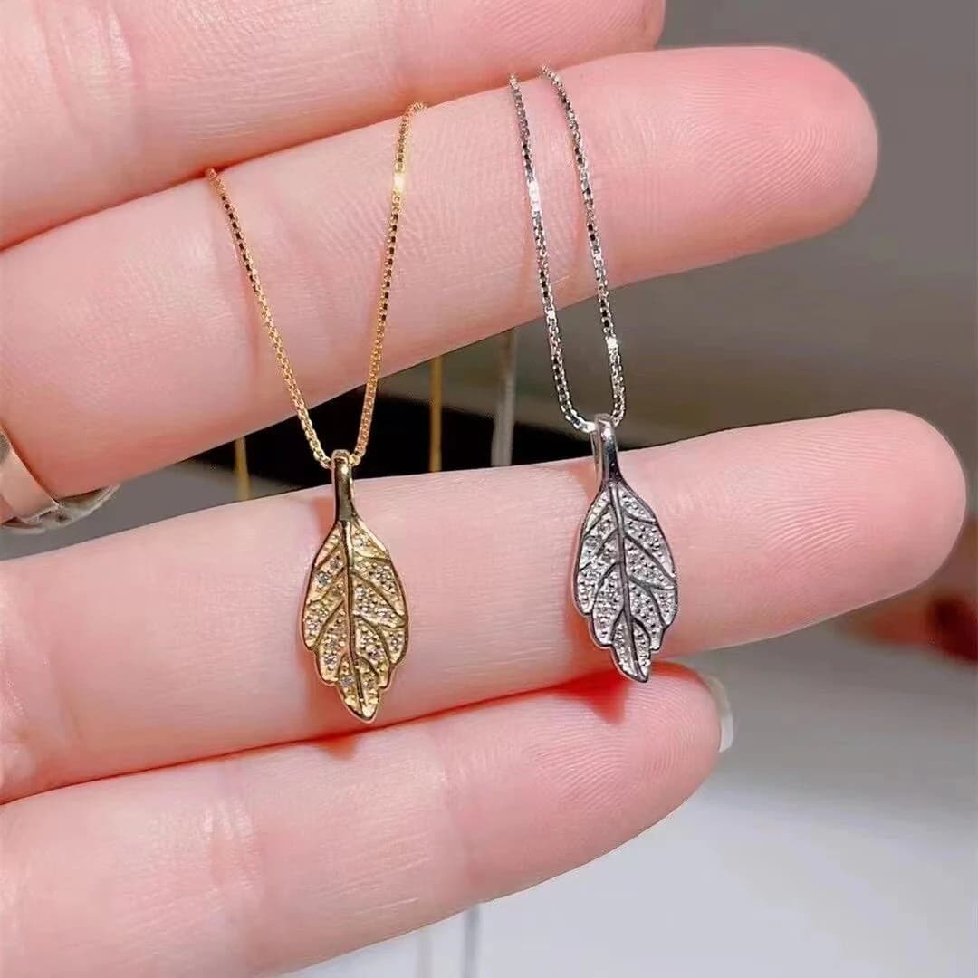 Nature Sparkle Tree Leaf Pendant Necklace | Elegant Leaf Pendant Jewelry for Women