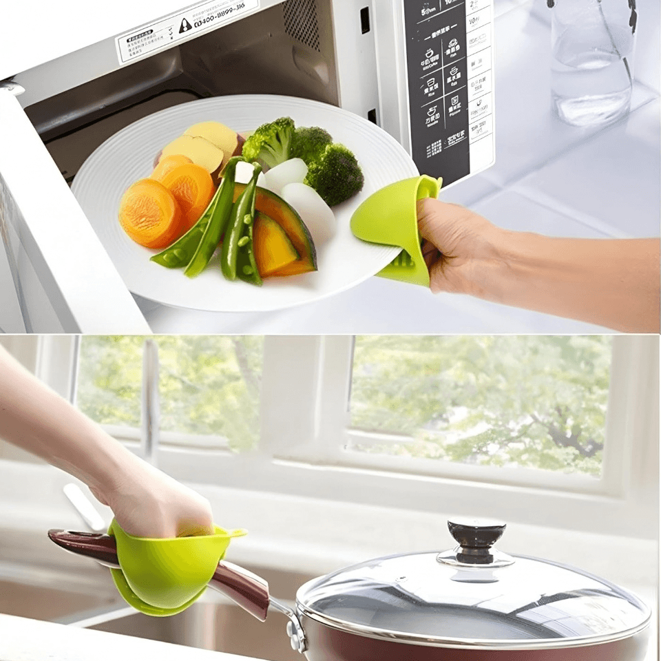 Heat-Resistant Silicone Pinch Mitts - Orange