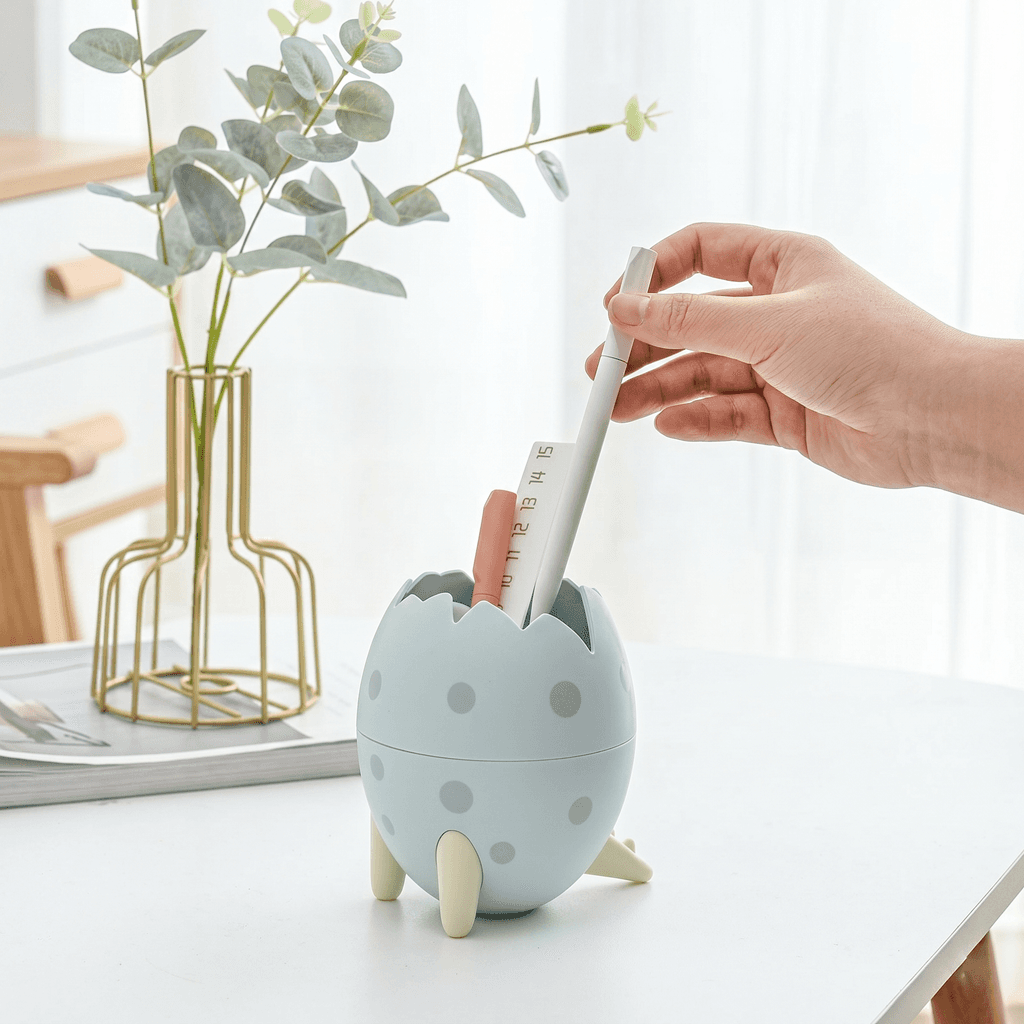 Egg Pencil Holder Multi-Color PP Plastic Pen Stand | Creative Dinosaur Egg Desk Organizer for Office, School & Home (1Pcs)