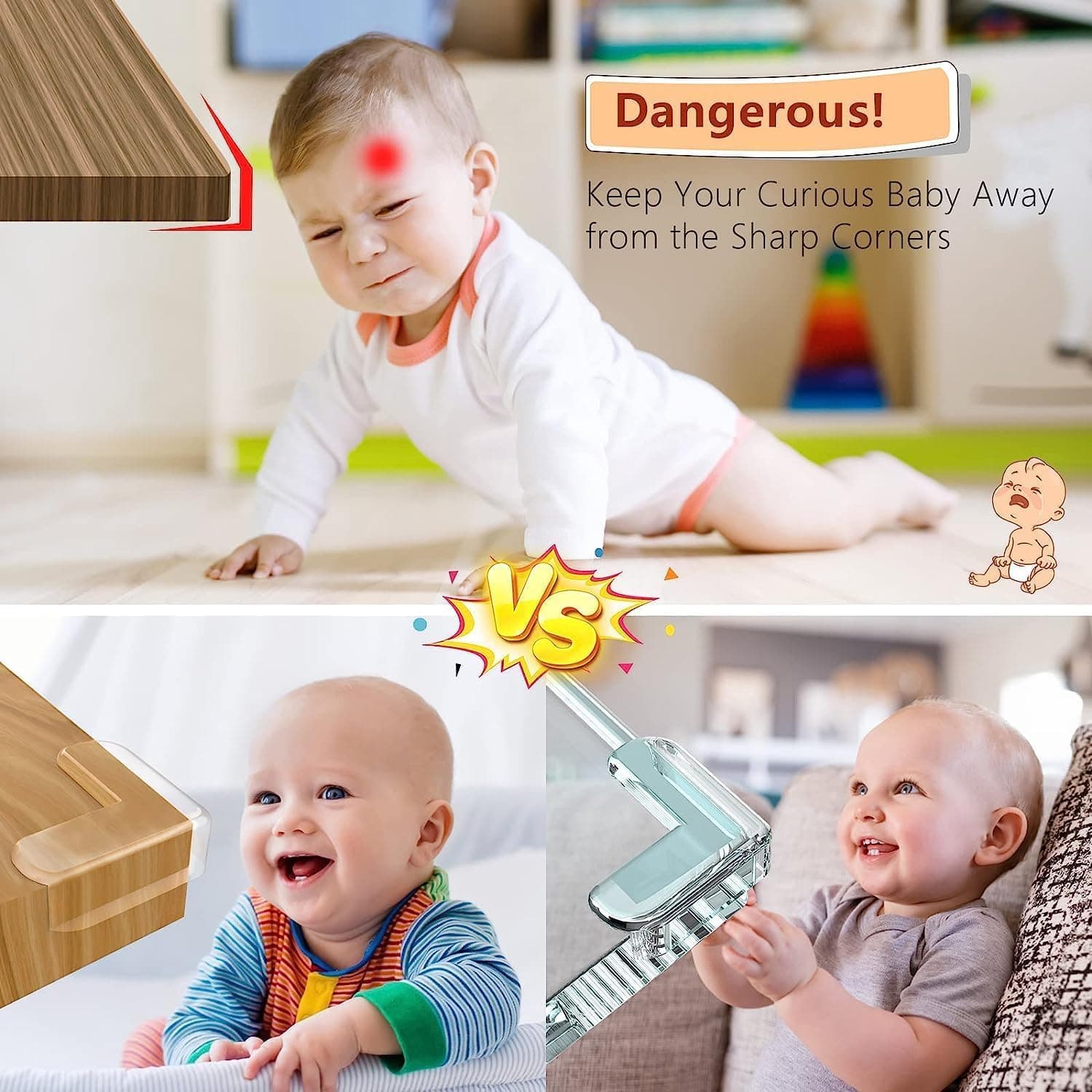 Clear Baby Proofing Corner Guards - High-Elasticity PVC Safety Edge Protectors for Tables and Sharp Furniture Corners (L-Shaped)