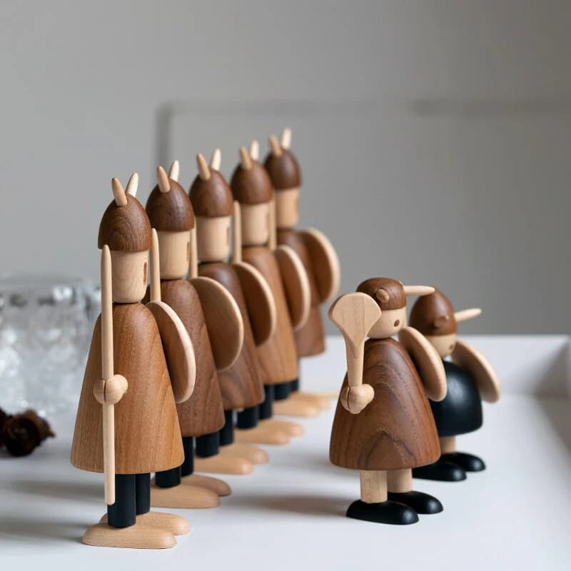 Wooden Vikings Creative Home Decor – Handmade Nordic Viking Wooden Figurine Sculpture