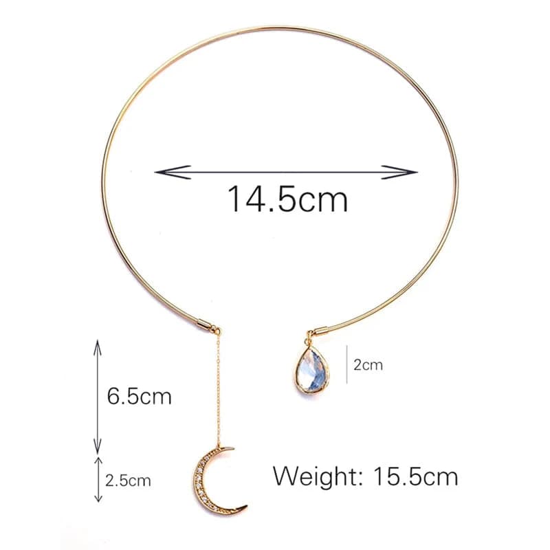 Moon Love Pendant Necklace | Elegant Opal Moon Choker Necklace for Women