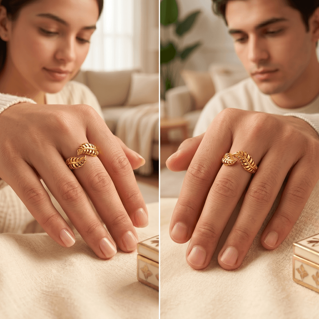 Radiant Gold Twin Leaf Bypass Ring