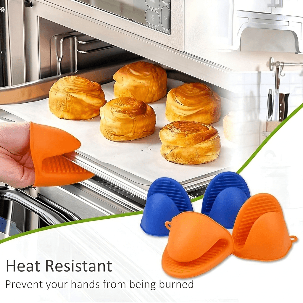 Heat-Resistant Silicone Pinch Mitts - Orange