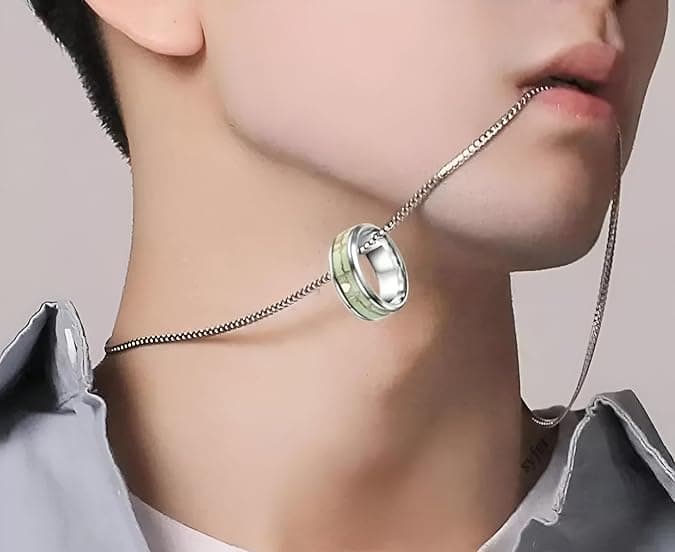 Glow in Dark Couple Ring Pendant Necklace with Bracelet Set alternate