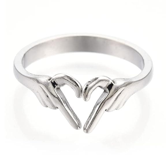 Adjustable Silver "Hand Heart" Promise Ring