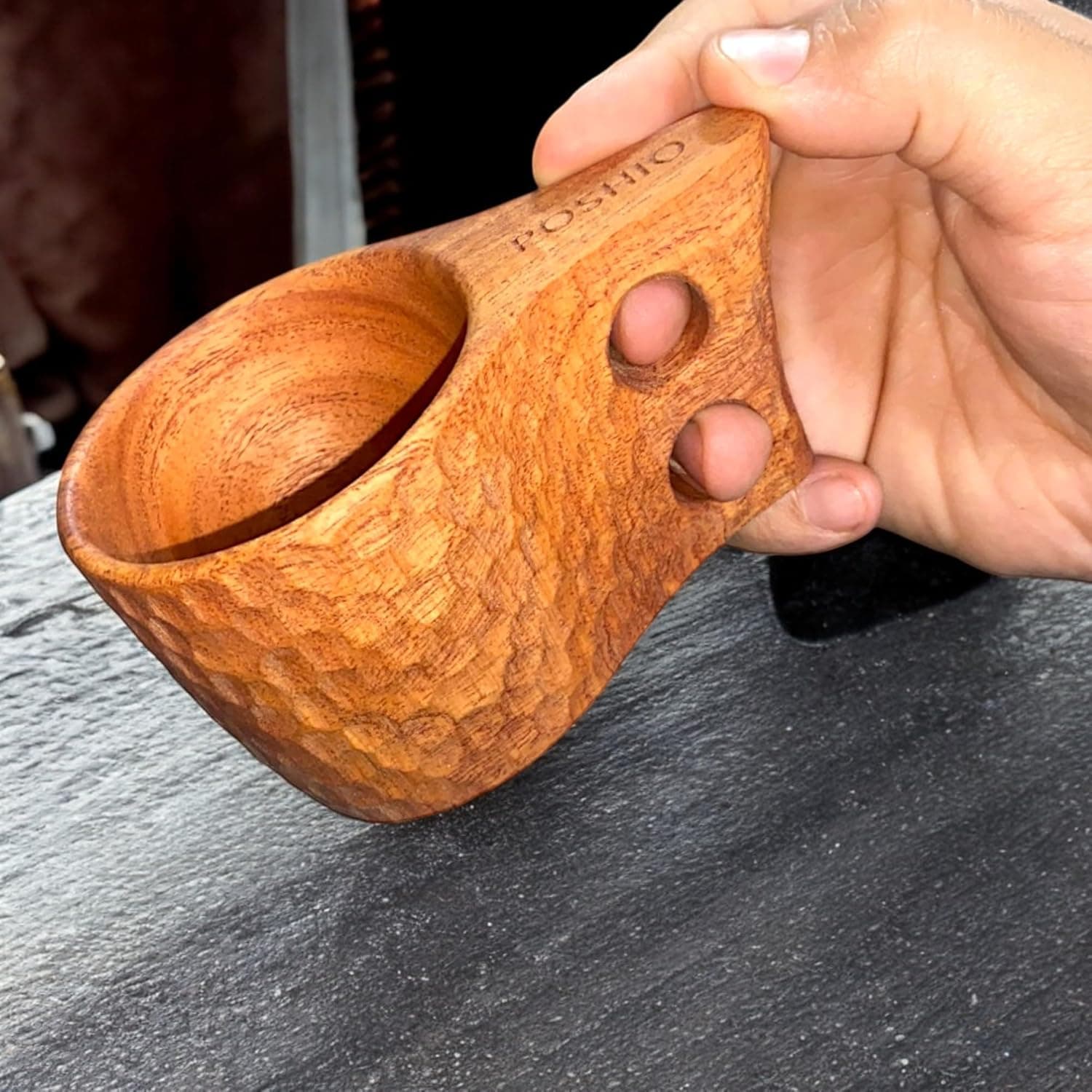 Poshio Handcrafted Wooden Kuksa Cup (150ml) – Rustic Artisan Carved Coffee & Tea Mug alternate