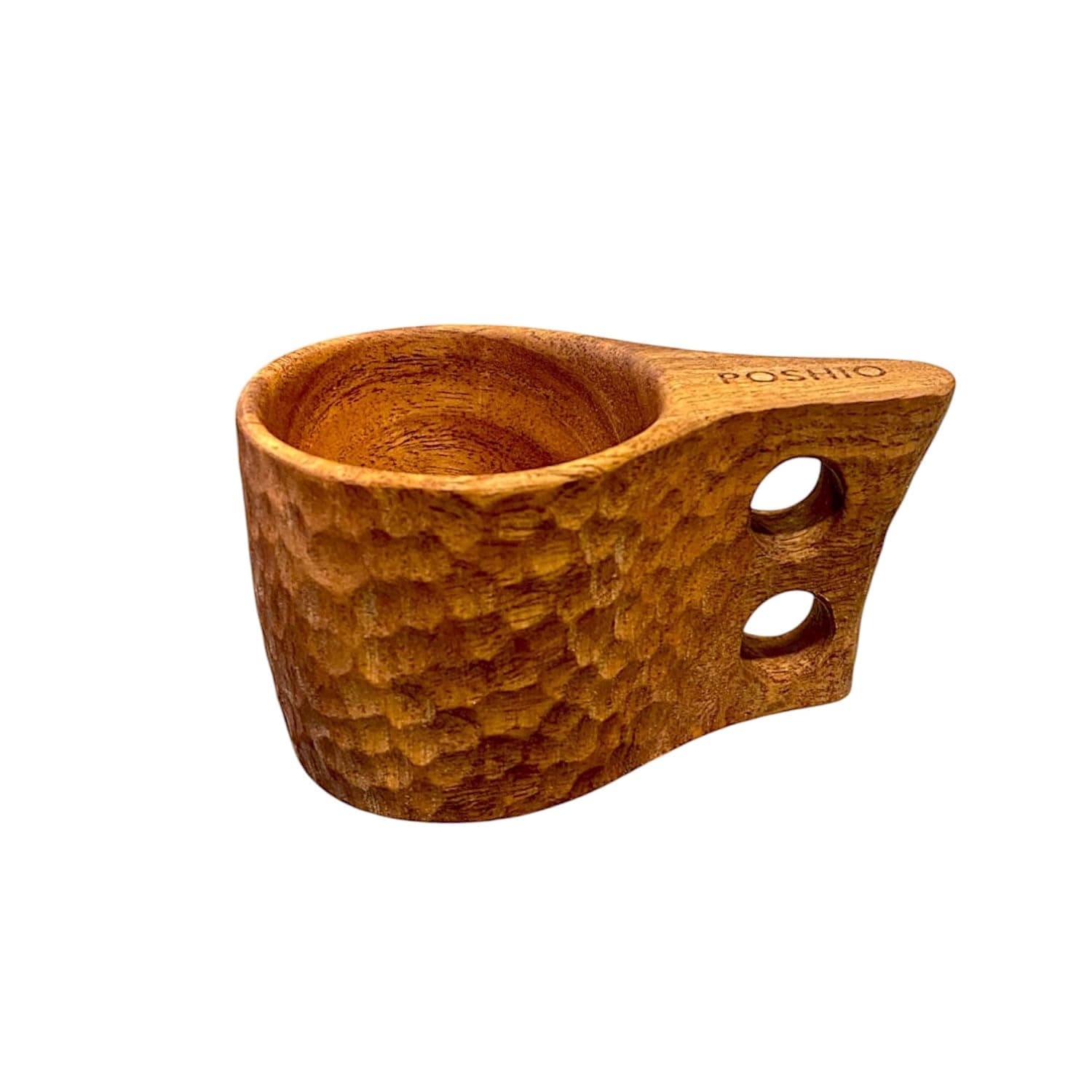 Poshio Handcrafted Wooden Kuksa Cup (150ml) – Rustic Artisan Carved Coffee & Tea Mug